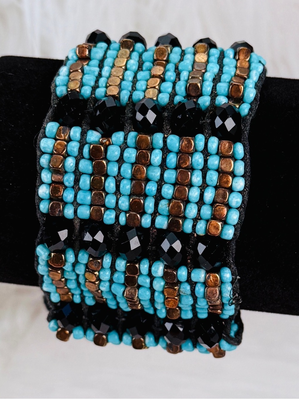 Beautiful, bohemian chic, wideband, adjustable costume bracelet